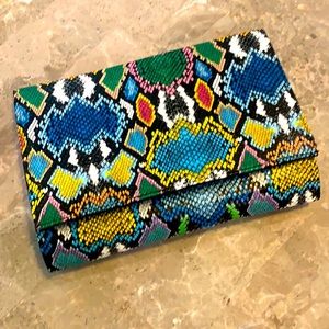 Multicolor Snakeskin Clutch